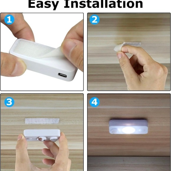 LED Motion Sensor Puck Lights, Rechargeable Cabinet Lights, Stick on Wireless LE - Picture 7 of 8